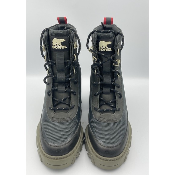 Sorel Brex Boots Chunky Heel Army Green Size 8 Lace Up Waterproof Lug Sole - Picture 7 of 7